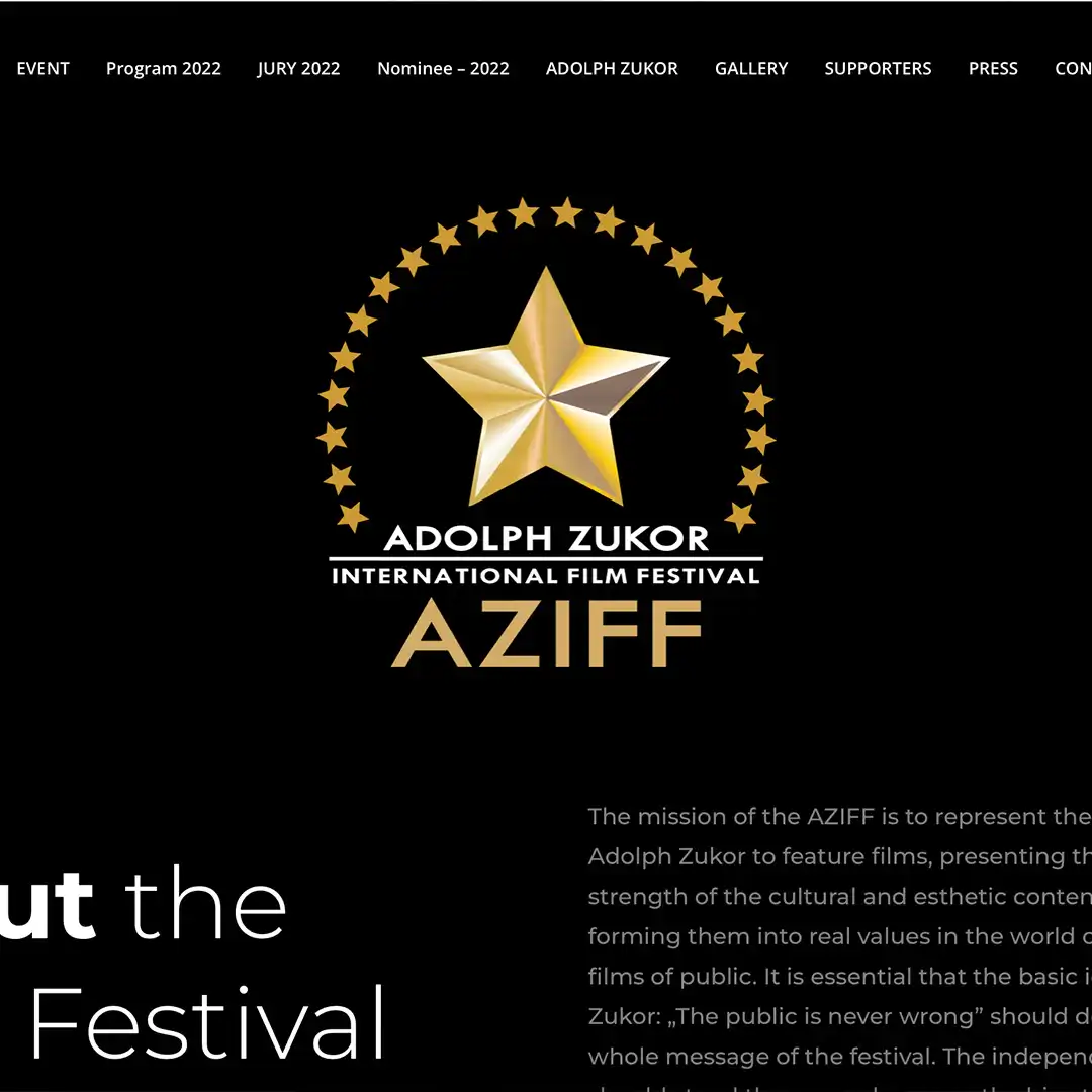 Weboldalkészítés referencia – AZIFF fesztivál weboldal