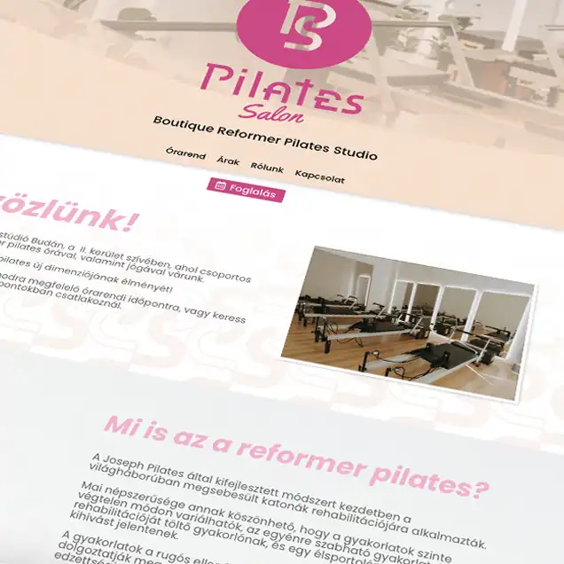Weboldalkészítés referencia – Pilates Salon landing és foglalási felület